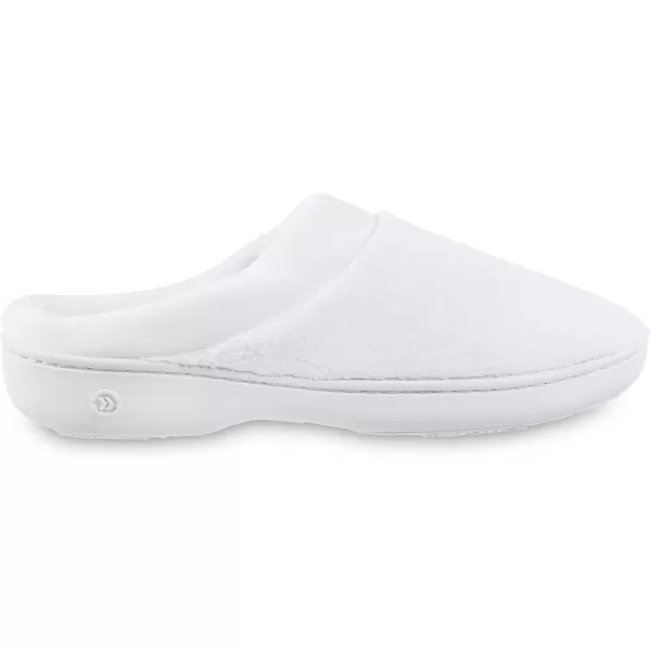 imageisotoner Womens Terry and Satin Slip on Cushioned Slipper with Memory Foam for IndoorOutdoor Comfort Flat SandalsWhite