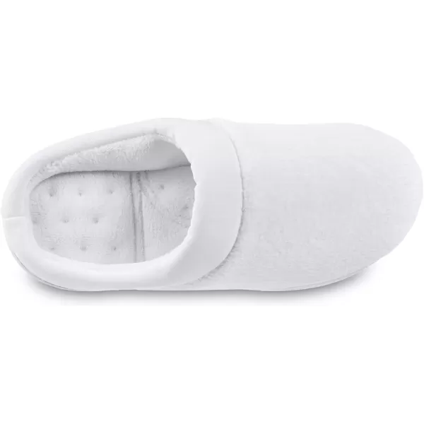 imageisotoner Womens Terry and Satin Slip on Cushioned Slipper with Memory Foam for IndoorOutdoor Comfort Flat SandalsWhite