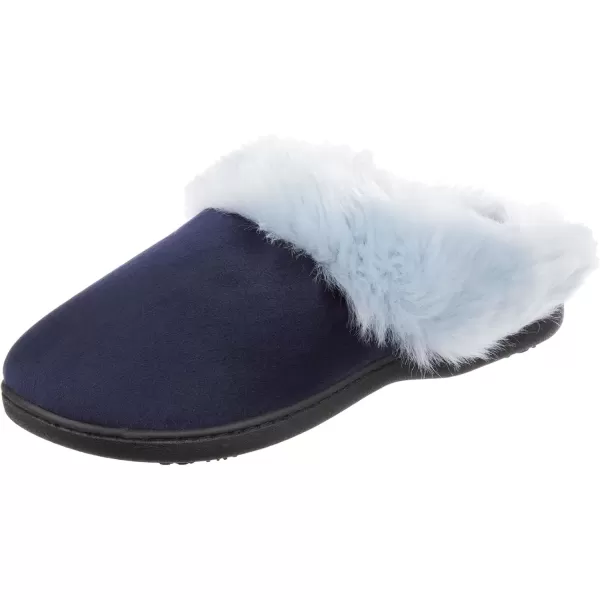 imageisotoner Womens Velour Hoodback Slipper NonSlip Sole IndoorOutdoor Memory Foam Machine WashableNavy Blue