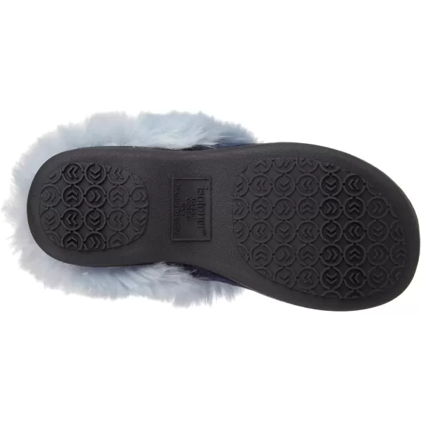 imageisotoner Womens Velour Hoodback Slipper NonSlip Sole IndoorOutdoor Memory Foam Machine WashableNavy Blue