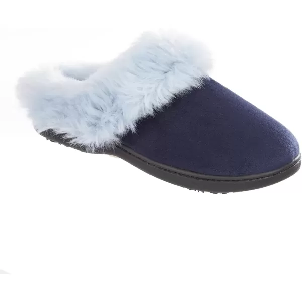 imageisotoner Womens Velour Hoodback Slipper NonSlip Sole IndoorOutdoor Memory Foam Machine WashableNavy Blue