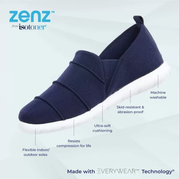 imageisotoner Womens Zenz Serenity Stretch Satin Lightweight Slipper Slipon ShoeNavy Blue