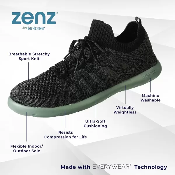 imageisotoner Zenz Mens Lace Up Slippers Lightweight Unlined Sport Knit SlipOnsBlack