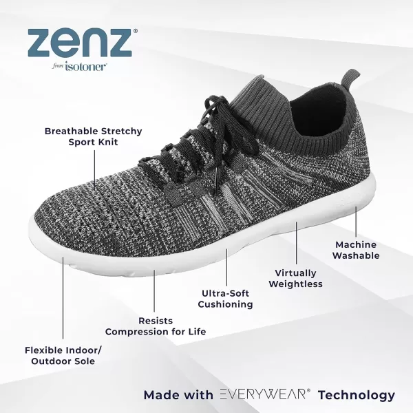 imageisotoner Zenz Mens Lace Up Slippers Lightweight Unlined Sport Knit SlipOnsDark Charcoal