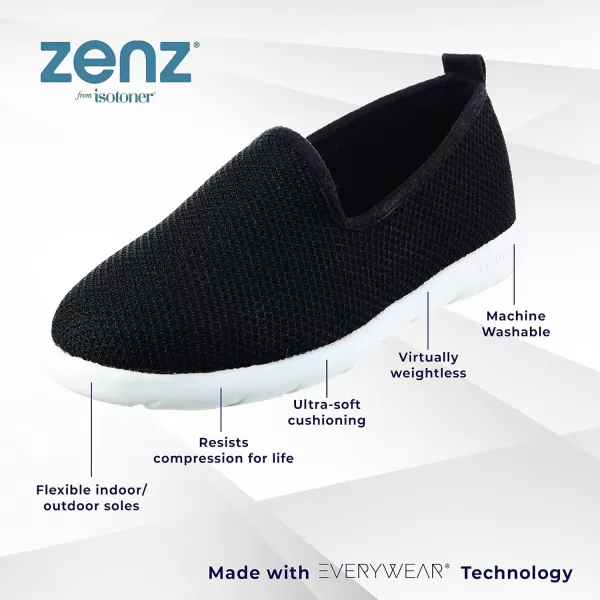 imageisotoner Zenz Mens SlipOn Slippers Lightweight Knit Loafers with A Soft Microterry LiningBlack