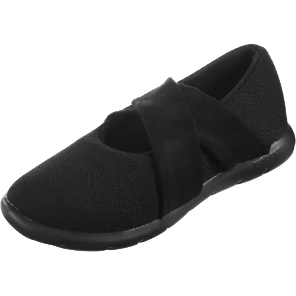 imageisotoner Zenz Womens Ballerina Slippers Lightweight Hatch Knit Fabric with soft strapsBlack