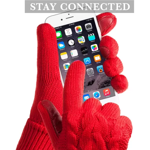 imageisotoner womens Cable Knit Gloves With Touchscreen Palm PatchesBlack