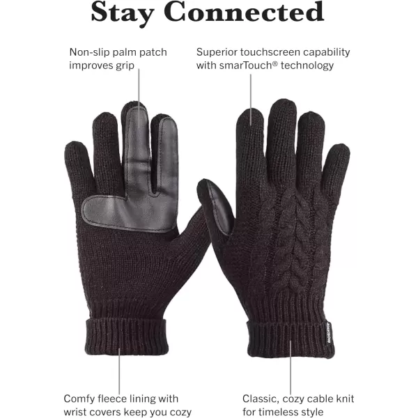 imageisotoner womens Cable Knit Gloves With Touchscreen Palm PatchesBlack