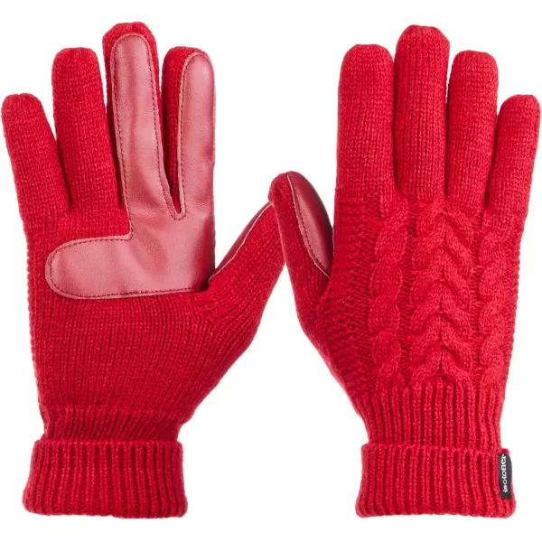 imageisotoner womens Cable Knit Gloves With Touchscreen Palm PatchesChili