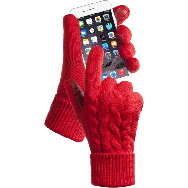 imageisotoner womens Cable Knit Gloves With Touchscreen Palm PatchesChili