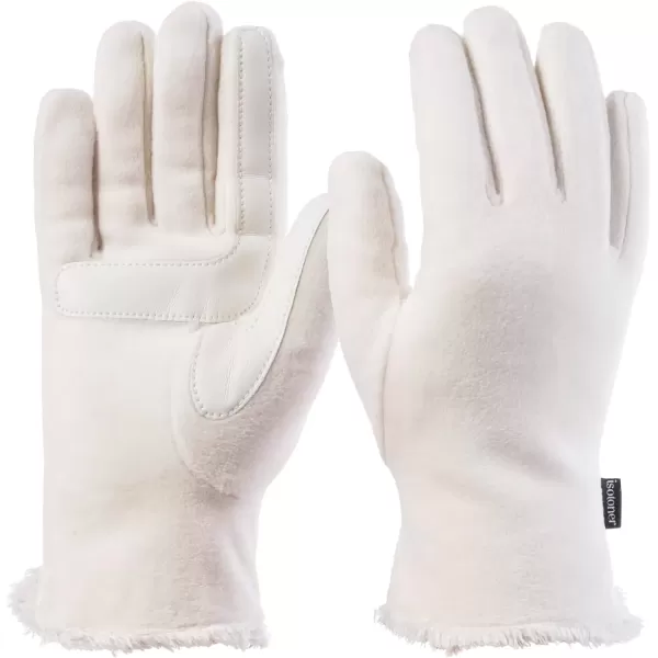 imageisotoner womens Stretch Fleece Gloves With Microluxe Lining and Smart Touch TechnologyIvory  Smartdri