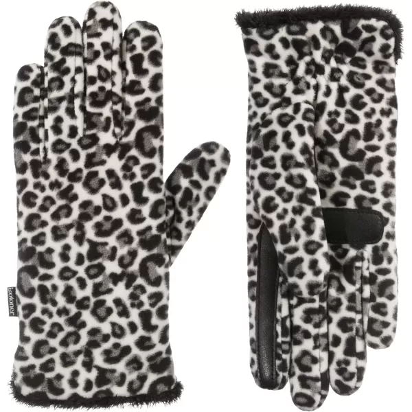 imageisotoner womens Stretch Fleece Gloves With Microluxe Lining and Smart Touch TechnologySnow Leopard  Recycled and Smartdri