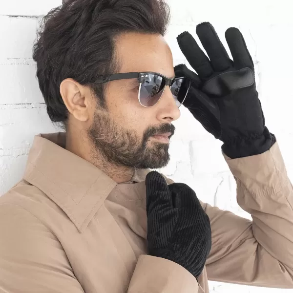 imageisotoner Mens Corduroy Glove With Mircosuede Palm PatchBlack