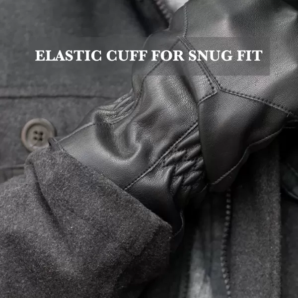 imageisotoner Water Repellent Leather Gloves for Men  Water Repellent Touchscreen Fleece Lining Stylish ampamp Practical Black Medium