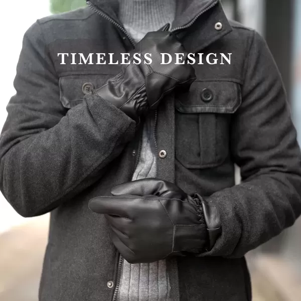 imageisotoner Water Repellent Leather Gloves for Men  Water Repellent Touchscreen Fleece Lining Stylish ampamp Practical Black Medium