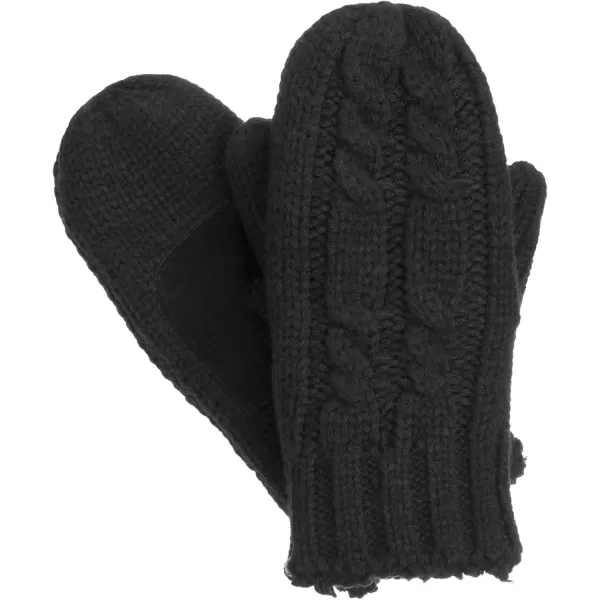 imageisotoner Womens Chunky Cable Knit Sherpasoft MittensBlack