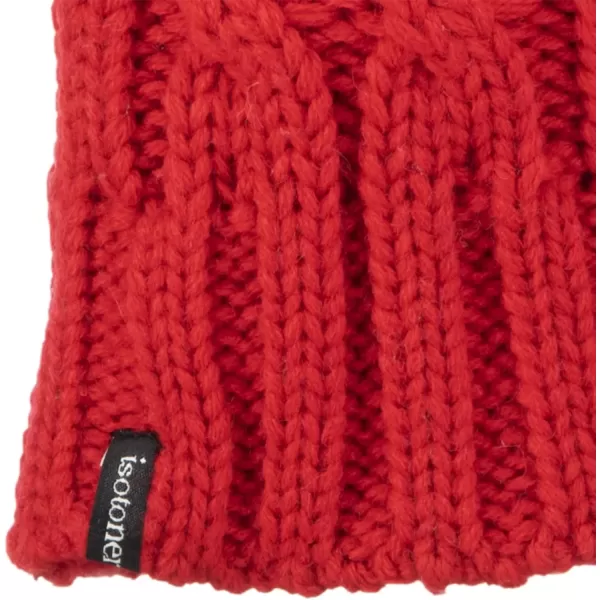 imageisotoner Womens Chunky Cable Knit Sherpasoft MittensChili