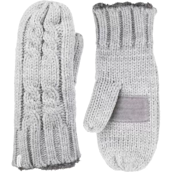 imageisotoner Womens Chunky Cable Knit Sherpasoft MittensHeather Grey