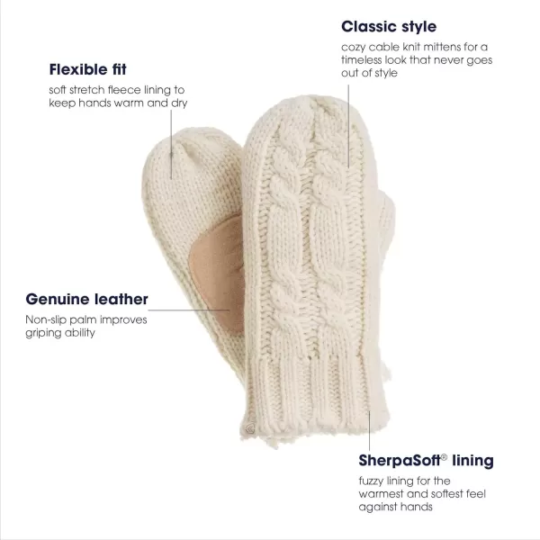 imageisotoner Womens Chunky Cable Knit Sherpasoft MittensIvory