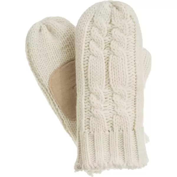 imageisotoner Womens Chunky Cable Knit Sherpasoft MittensIvory