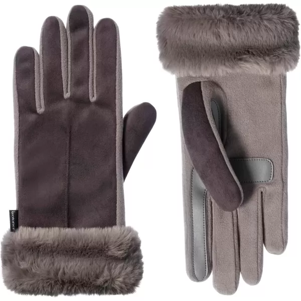 imageisotoner Womens Mya Microsuede Glove With Faux Fur Cuff Detail Touchscreen Compatible and Water RepellentLead