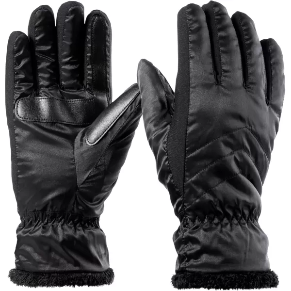 imageisotoner Womens Recycled Sleekheat Stretch Chevron Quilted Smartdri Cold Weather Glove Touchscreen CapableGlovesBlack