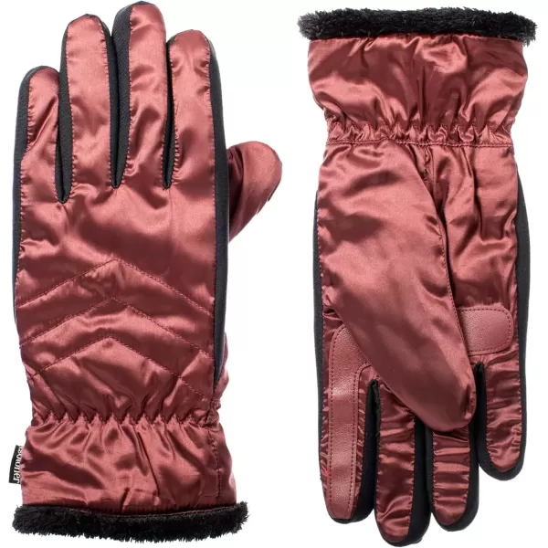 imageisotoner Womens Recycled Sleekheat Stretch Chevron Quilted Smartdri Cold Weather Glove Touchscreen CapableGlovesRed