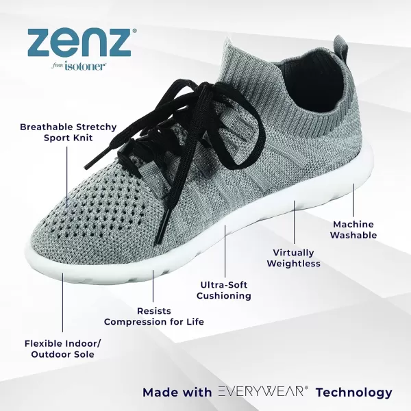 imageisotoner Zenz Womens Lace Up Slippers Lightweight Unlined Sport Knit SlipOnsAsh