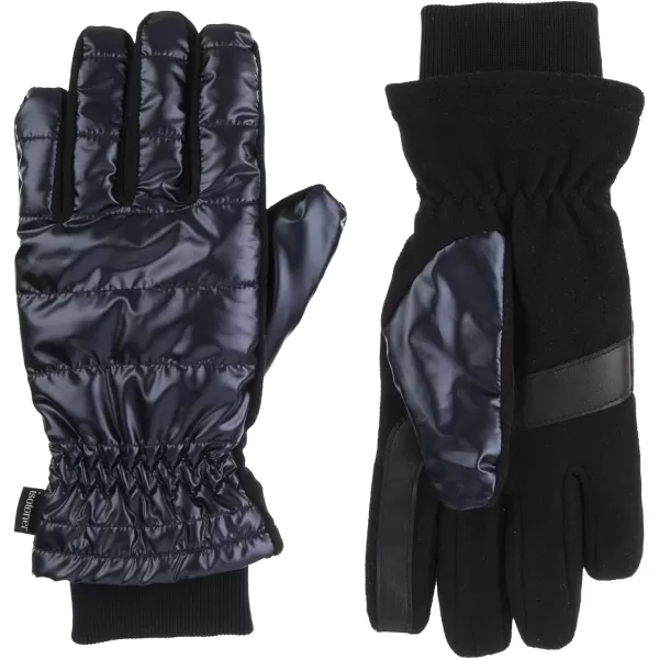 imageisotoner womens Iridescent Sleekheat Glove Or Flip Top MittenMetallic Black Glove