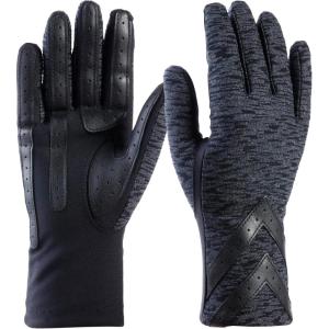 imageisotoner womens Spandex Touchscreen Cold Weather Gloves With Warm Fleece Lining and Chevron DetailsBlack Textured  Smartdri