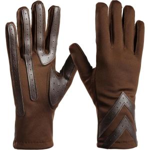 imageisotoner womens Spandex Touchscreen Cold Weather Gloves With Warm Fleece Lining and Chevron DetailsBrown  Smartdri