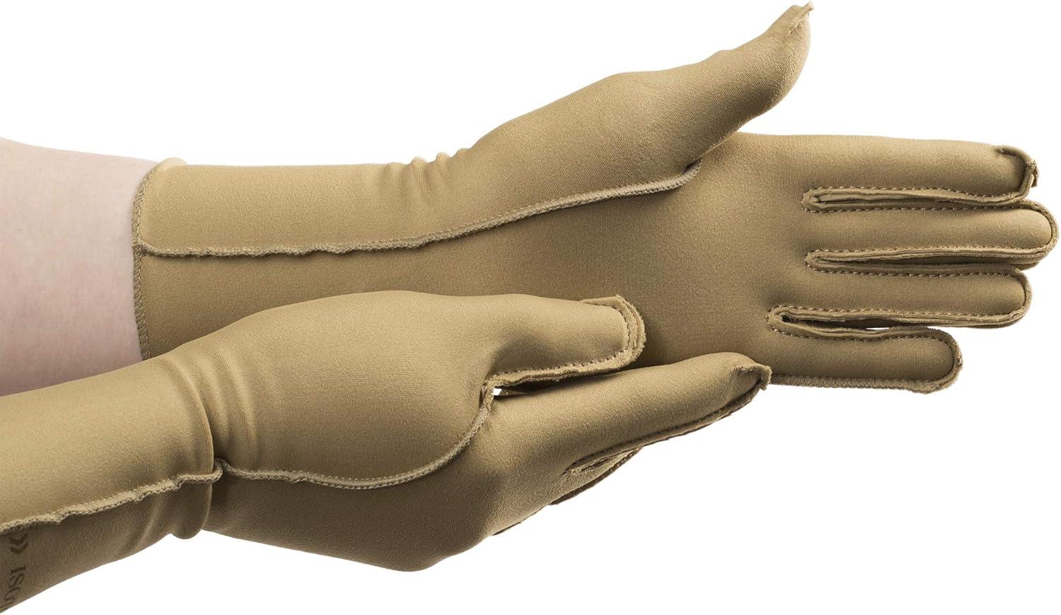 imageisotoner Women ampamp Men Arthritis Compression Rheumatoid Pain Relief Gloves for joint support with OpenFull finger designCamel