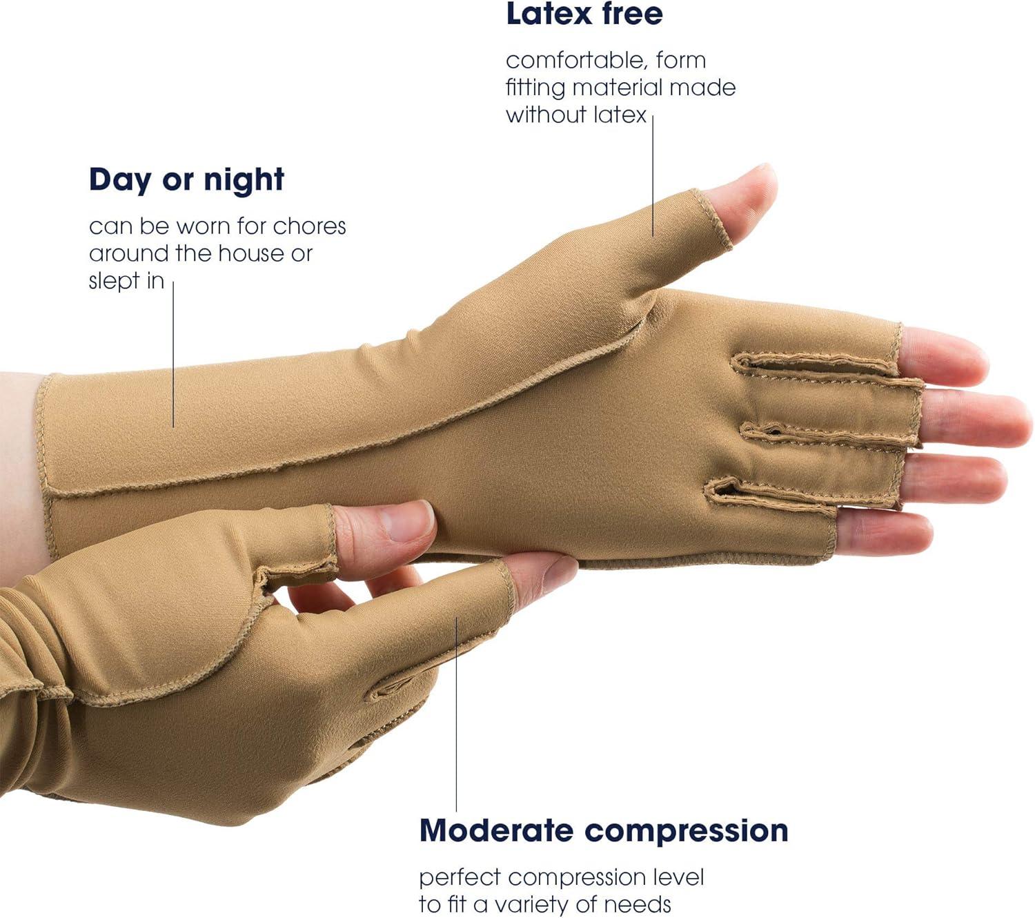 imageisotoner Women ampamp Men Arthritis Compression Rheumatoid Pain Relief Gloves for joint support with OpenFull finger designCamel