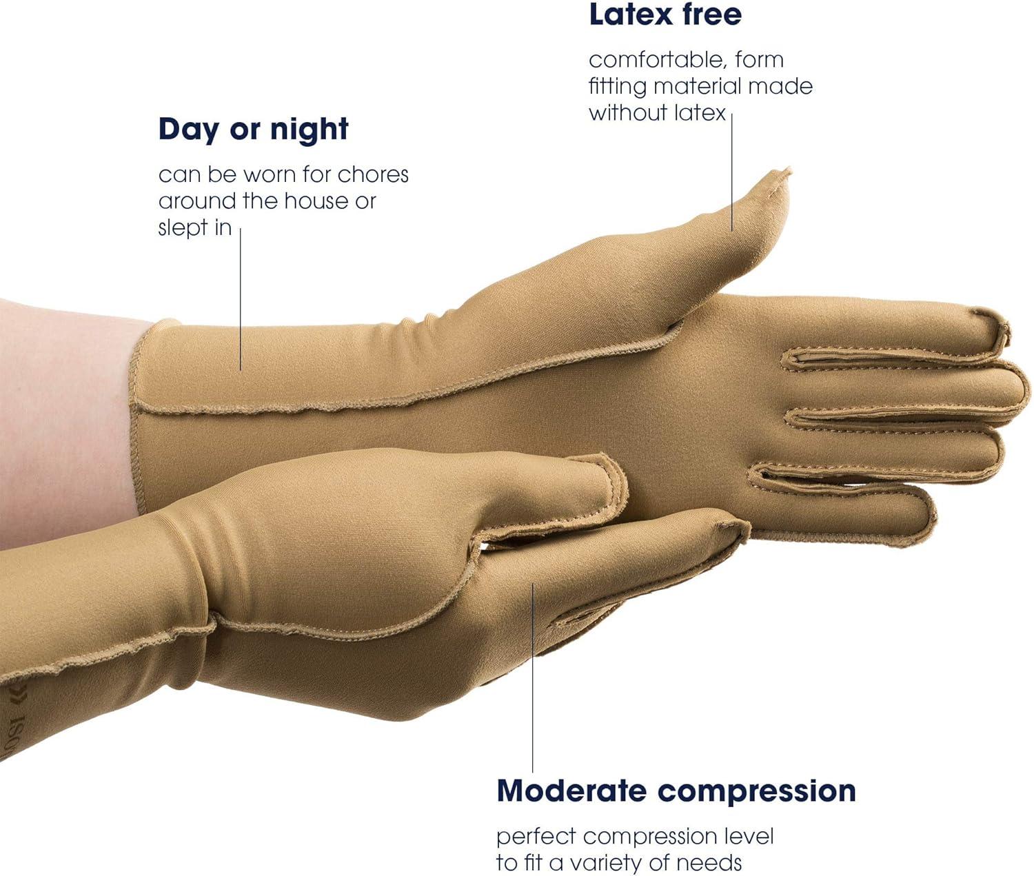 imageisotoner Women ampamp Men Arthritis Compression Rheumatoid Pain Relief Gloves for joint support with OpenFull finger designCamel
