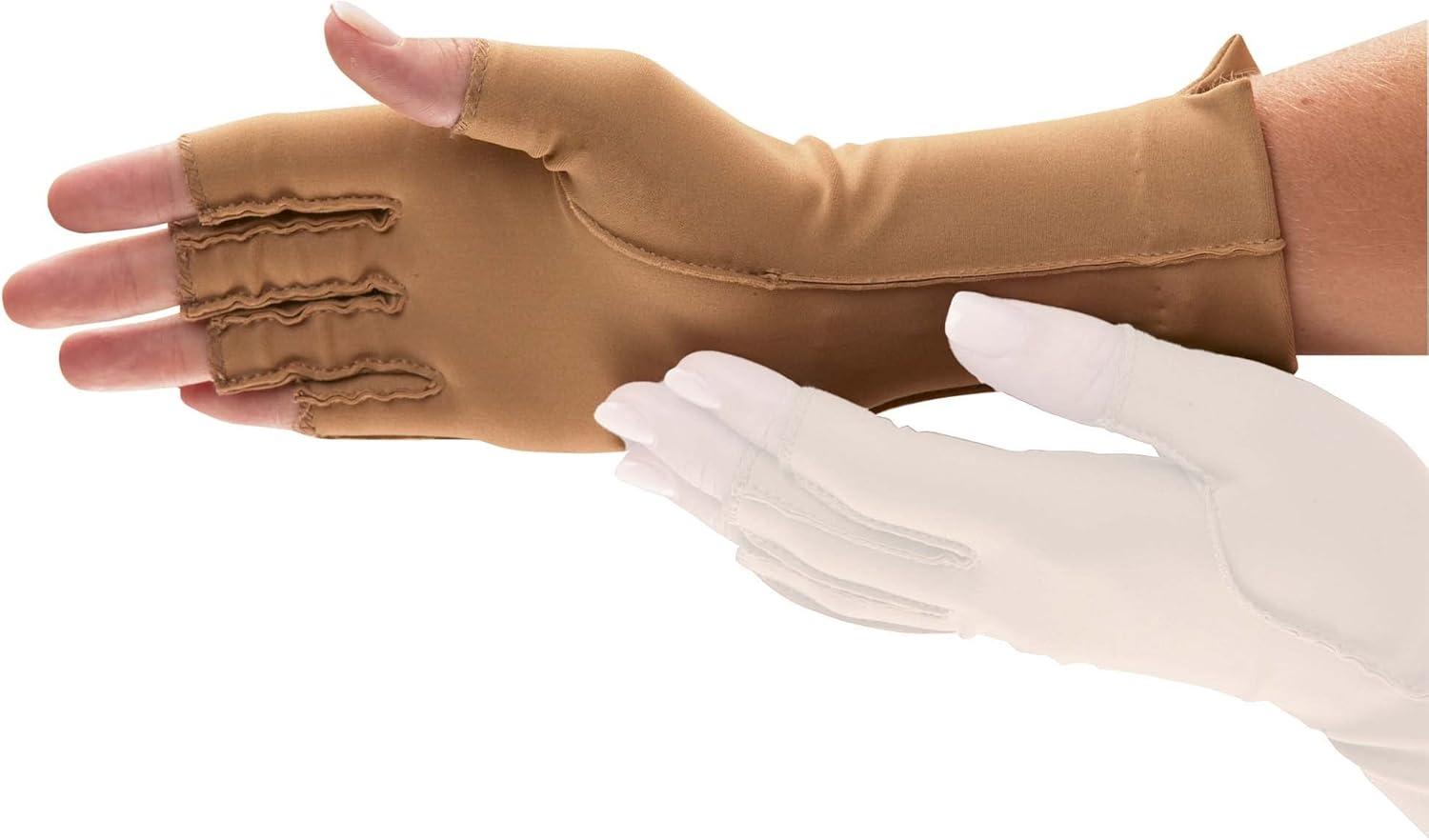 imageisotoner Women ampamp Men Arthritis Compression Rheumatoid Pain Relief Gloves for joint support with OpenFull finger designCamel