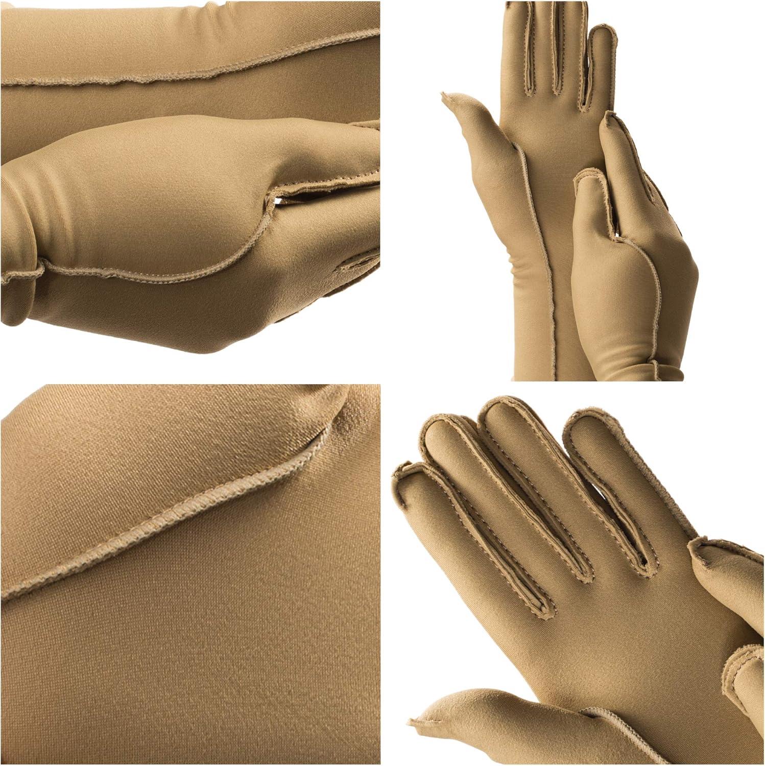 imageisotoner Women ampamp Men Arthritis Compression Rheumatoid Pain Relief Gloves for joint support with OpenFull finger designCamel