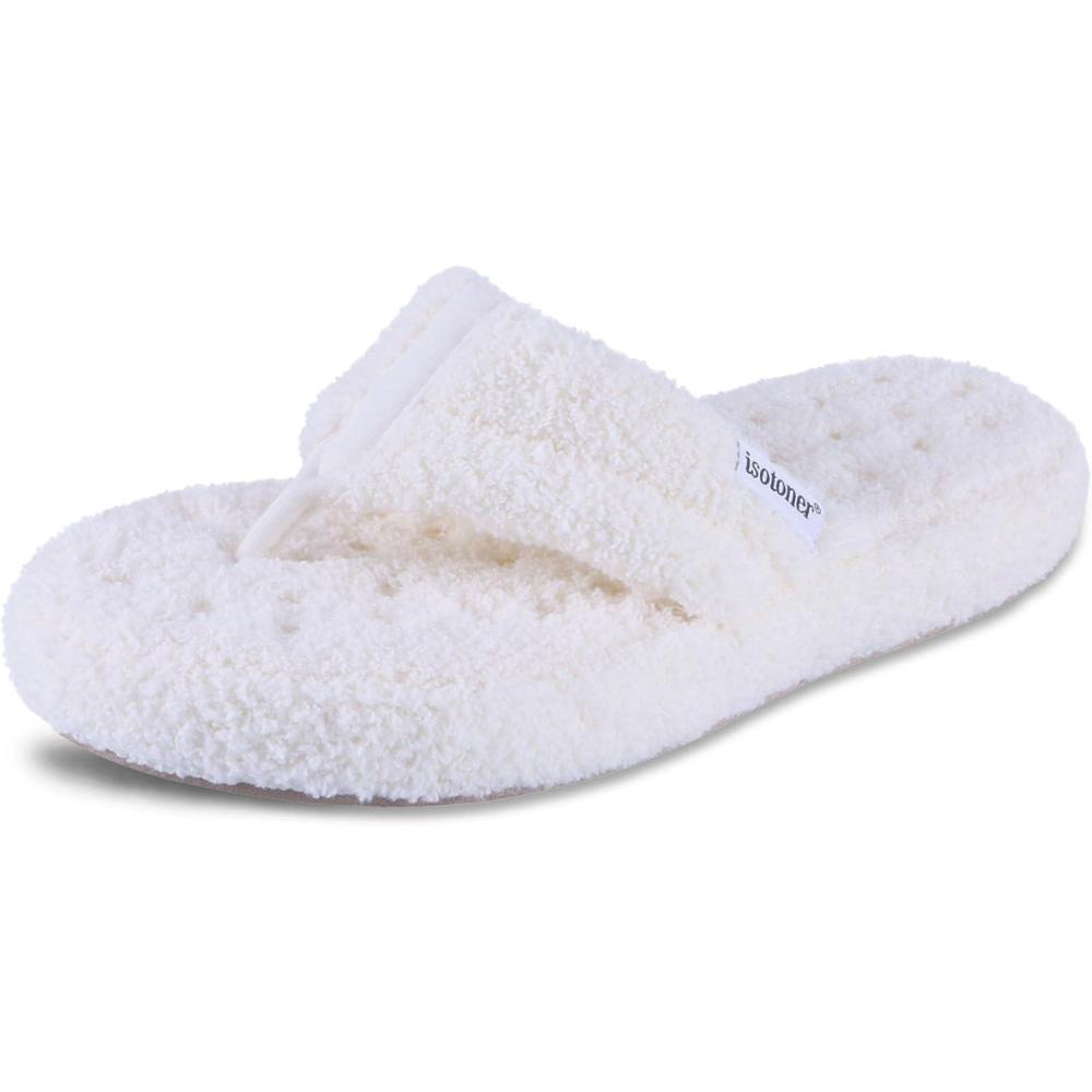 imageisotoner Womens Cozy Plush Terry Knit Joey Thong Slippers with Enhanced Heel CushionEwe