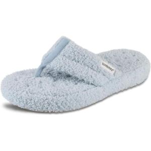 imageisotoner Womens Cozy Plush Terry Knit Joey Thong Slippers with Enhanced Heel CushionBlue Fog