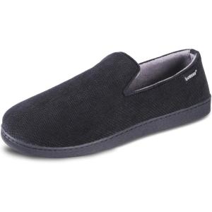 imageisotoner Mens Diamond Corduroy SlippersGel Memory Foam Moccasin Washable MoistureWicking LiningBlack