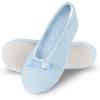 imageisotoner Womens Diamond Microterry Gemma Ballerina SlippersSuede Sole with Memory Foam Comfort Machine WashableBlue Fog Diamond