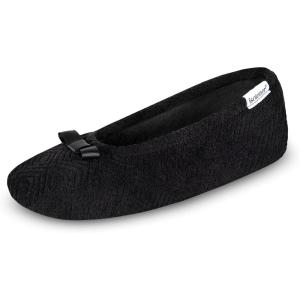 imageisotoner Womens Diamond Microterry Gemma Ballerina SlippersSuede Sole with Memory Foam Comfort Machine WashableBlack Diamond