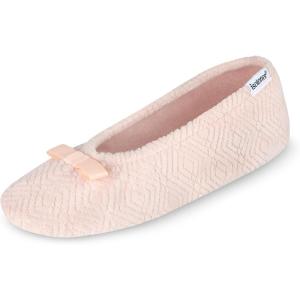 imageisotoner Womens Diamond Microterry Gemma Ballerina SlippersSuede Sole with Memory Foam Comfort Machine WashableEvening Sand Diamond