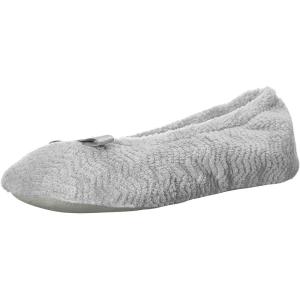 imageisotoner Womens Diamond Microterry Gemma Ballerina SlippersSuede Sole with Memory Foam Comfort Machine WashableLight Grey Chevron