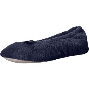 imageisotoner Womens Diamond Microterry Gemma Ballerina SlippersSuede Sole with Memory Foam Comfort Machine WashableNavy Blue Chevron