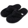 imageisotoner Womens Cozy Plush Terry Knit Joey Flip Flop Slippers with Enhanced Heel Support and Memory Foam ComfortBlack