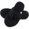 imageisotoner Womens Cozy Plush Terry Knit Joey Flip Flop Slippers with Enhanced Heel Support and Memory Foam ComfortBlack