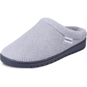 imageisotoner Womens IndoorOutdoor Slipon Diamond Microterry Gemma Clog Slippers with Memory Foam ComfortLight Grey