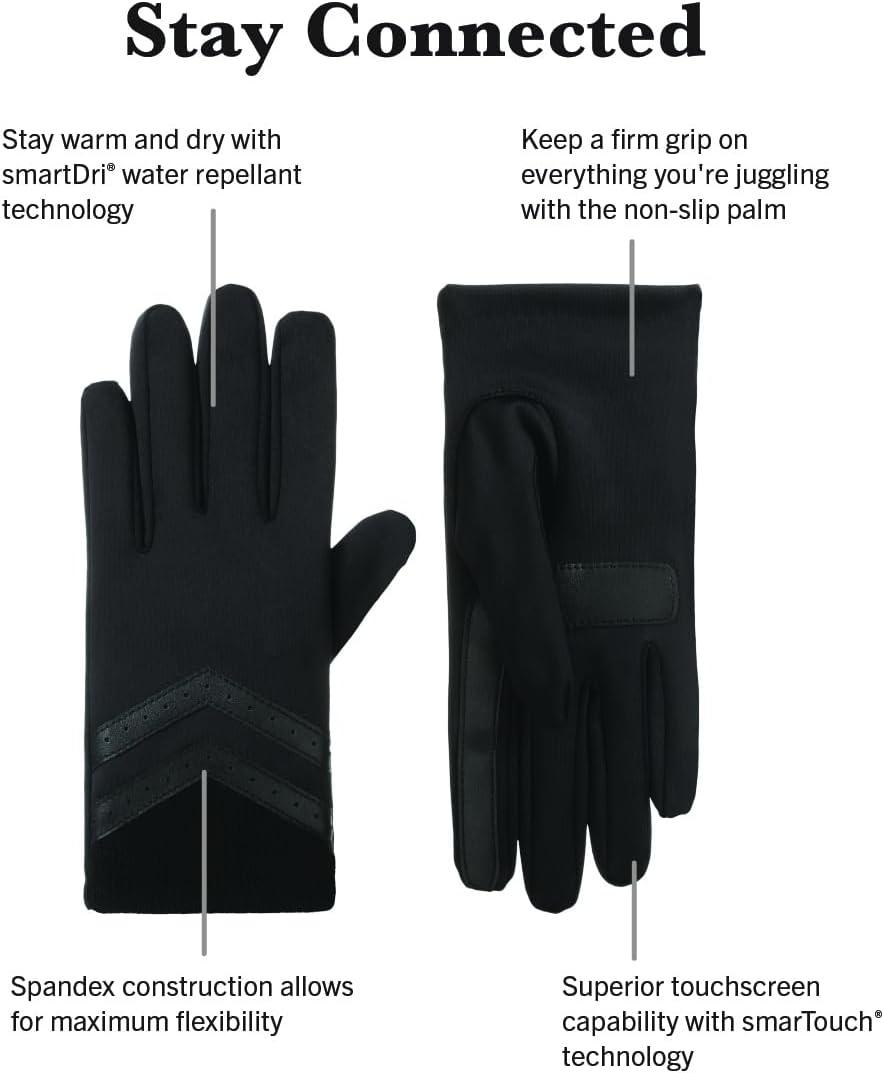 imageisotoner womens Water Repellent Shortie Spandex Touchscreen Gloves With Rib Knit CuffBlack Heather