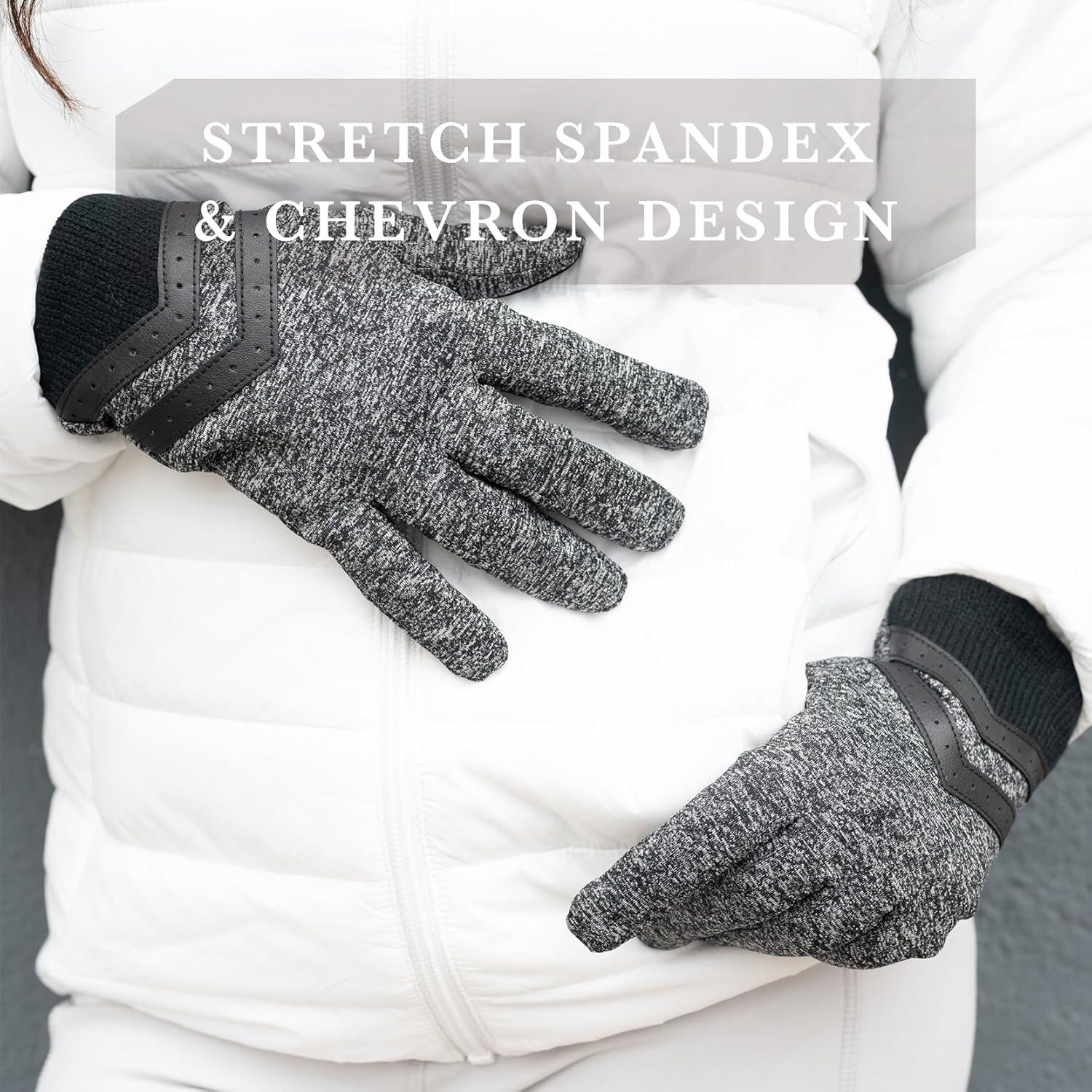 imageisotoner womens Water Repellent Shortie Spandex Touchscreen Gloves With Rib Knit CuffBrown