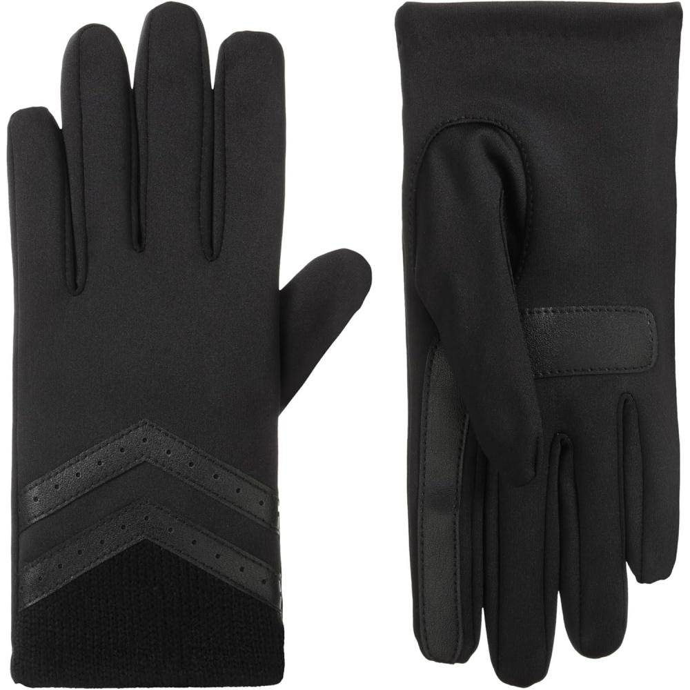 imageisotoner womens Water Repellent Shortie Spandex Touchscreen Gloves With Rib Knit CuffBlack